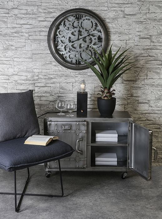 Metall Wanduhr Uhr LOFT mit drehenden Zahnrädern 50cm