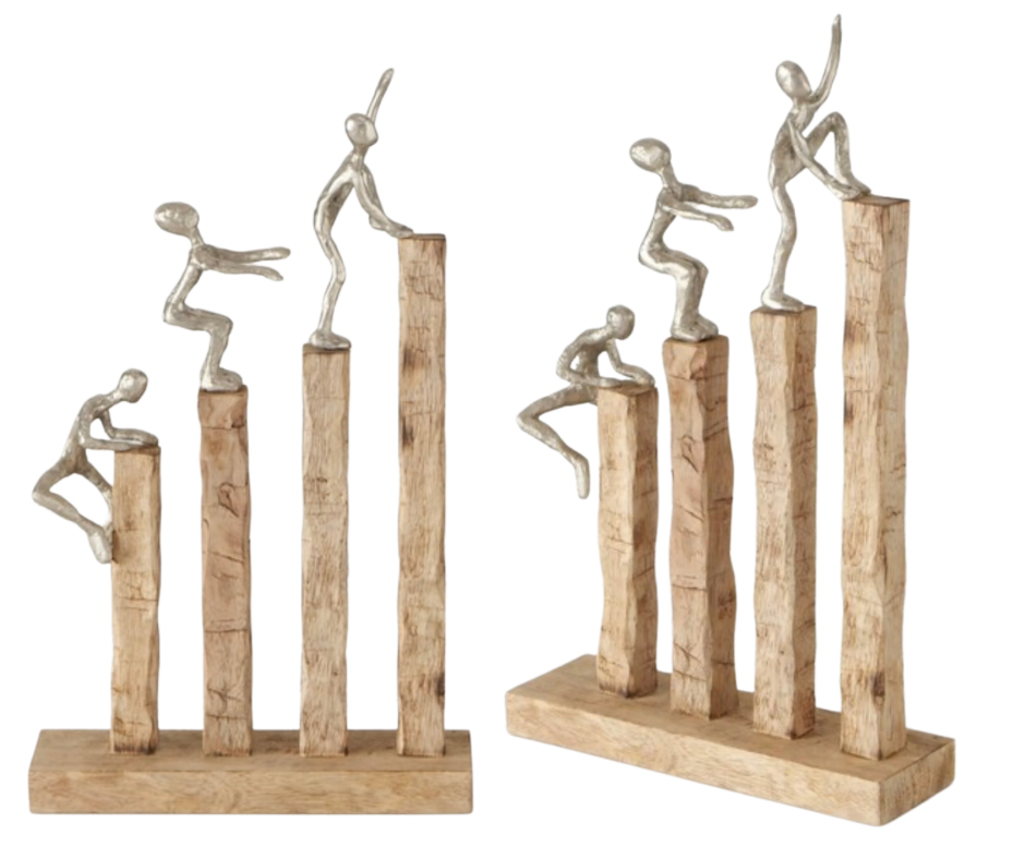 Dekoaufsteller Climbing - Einzigartiges Symbol für Überwindung und Erfolg Handgefertigt aus Alu und Holz