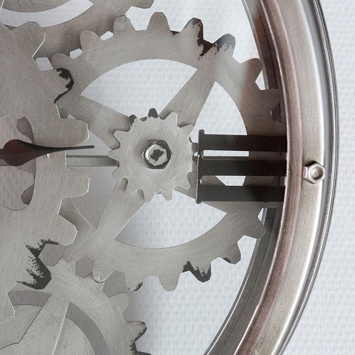 Metall Wanduhr Uhr LOFT mit drehenden Zahnrädern 50cm