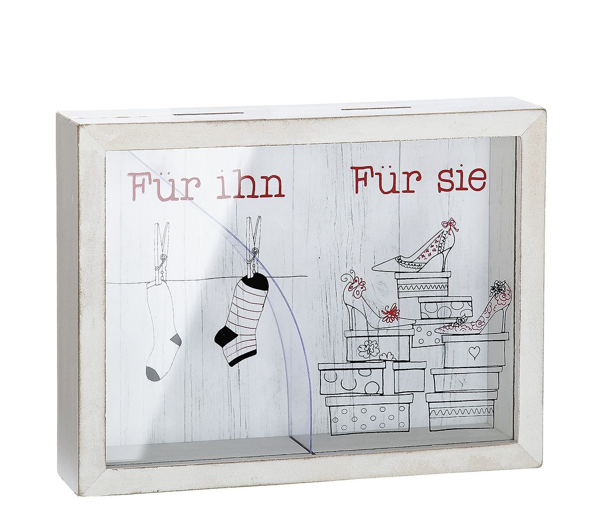 Spardose MDF Sparschwein Spardose „Für ihn+Für sie" mit Sichtfenster