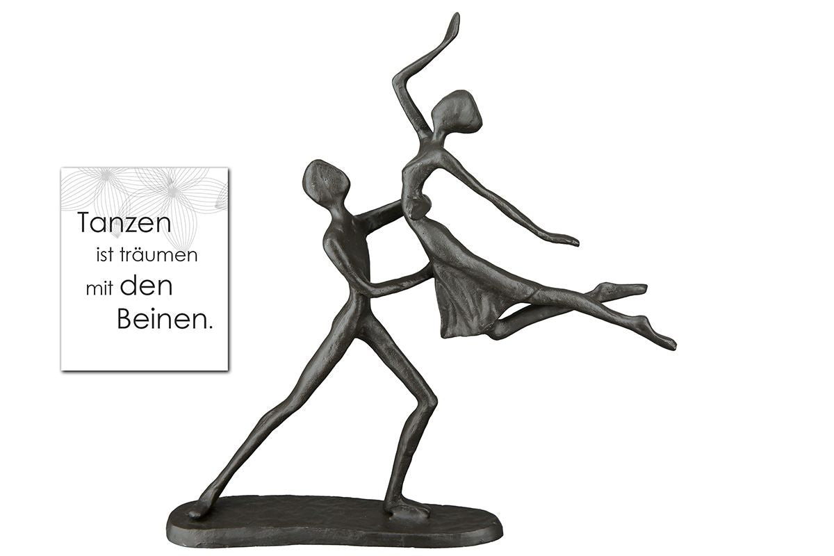 Exclusive Handgefertigt Design Skulptur Tanzpaar aus Eisen brüniert Höhe 17,5 cm Tanz mit Hebefigur Liebe Geschenk Pärchen Tanzen