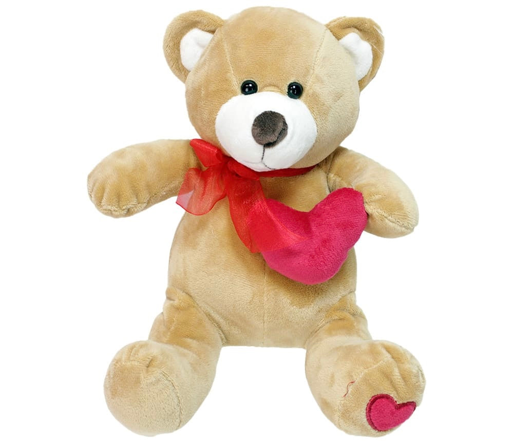 Plush teddy bear with heart with fleece blanket 90x75cm bear