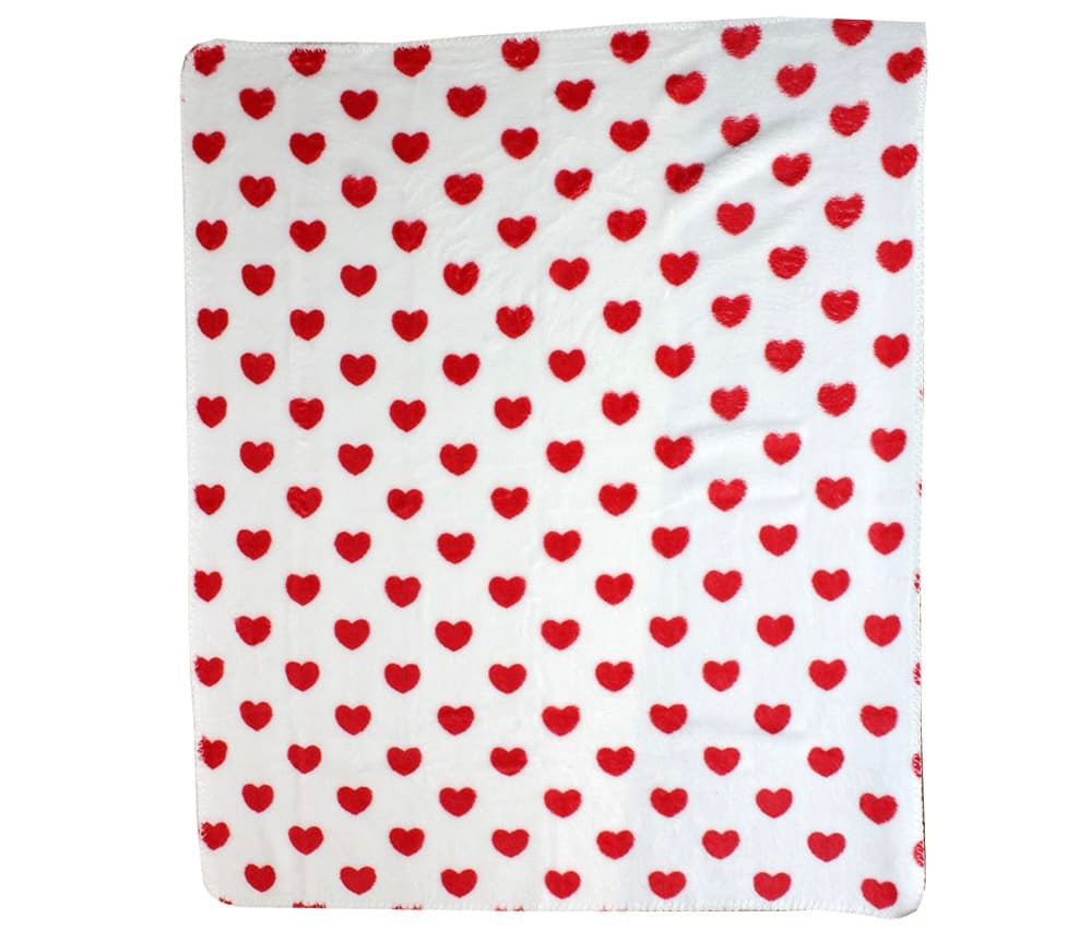 Plush teddy bear with heart with fleece blanket 90x75cm bear