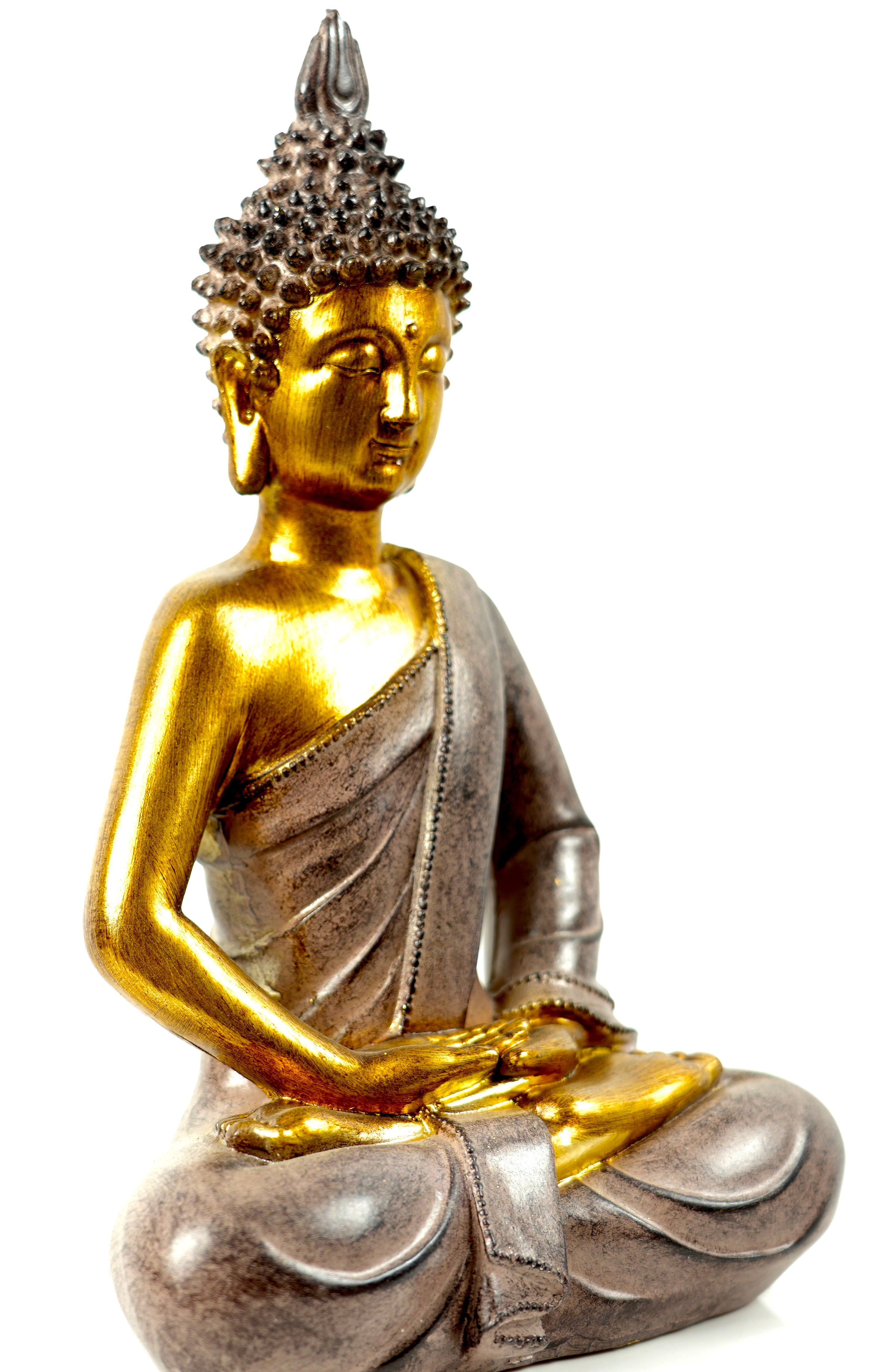 Buddha figure yoga meditation in gold / gray height 26cm