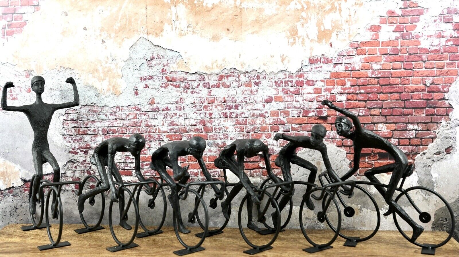 6-er Radfahrer Set - Handgefertigte Fahrrad Dekofigur aus Metall und Poly - Perfekte Geschenkidee für jeden Biker