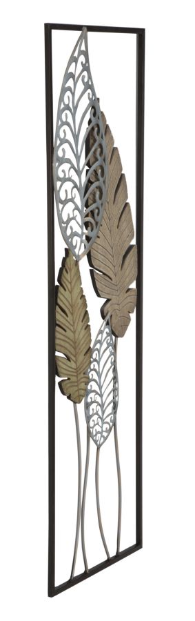 Botanica Leaf Metall Holz Wandobjekt Modern Glam 99 cm