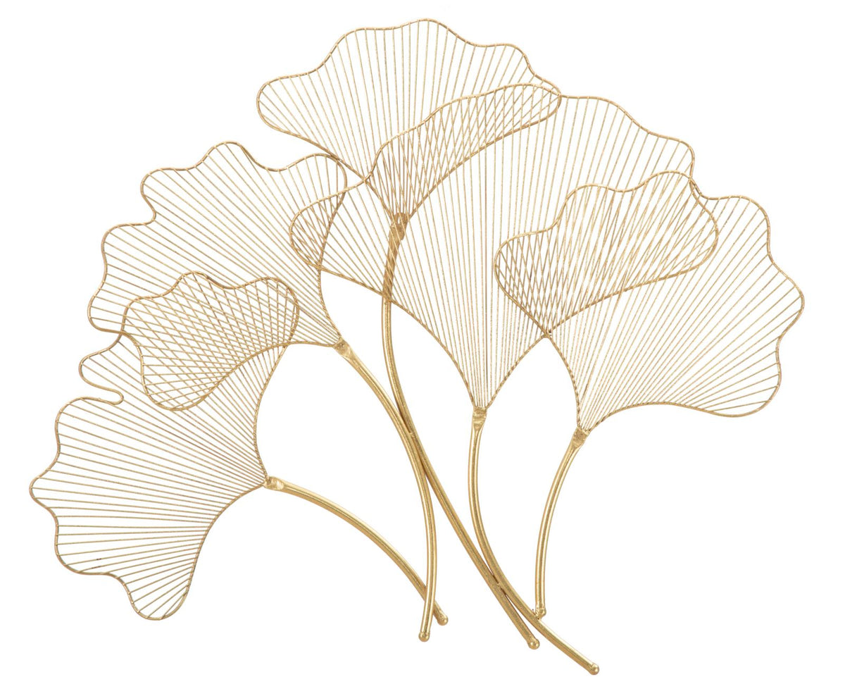 Wanddekoration Ginkgoblätter Elara aus Eisen goldfarben 79 x 68 cm