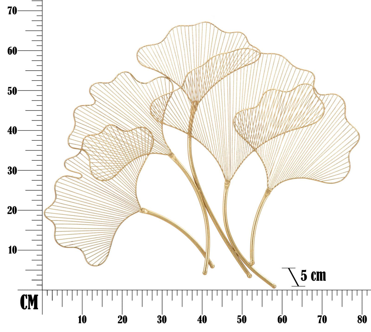 Wanddekoration Ginkgoblätter Elara aus Eisen goldfarben 79 x 68 cm