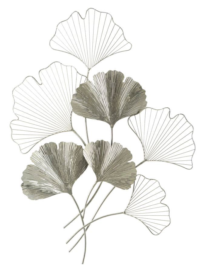Ginkgo Silver Metall Wandobjekt Modern Glam 86 cm Wanddeko