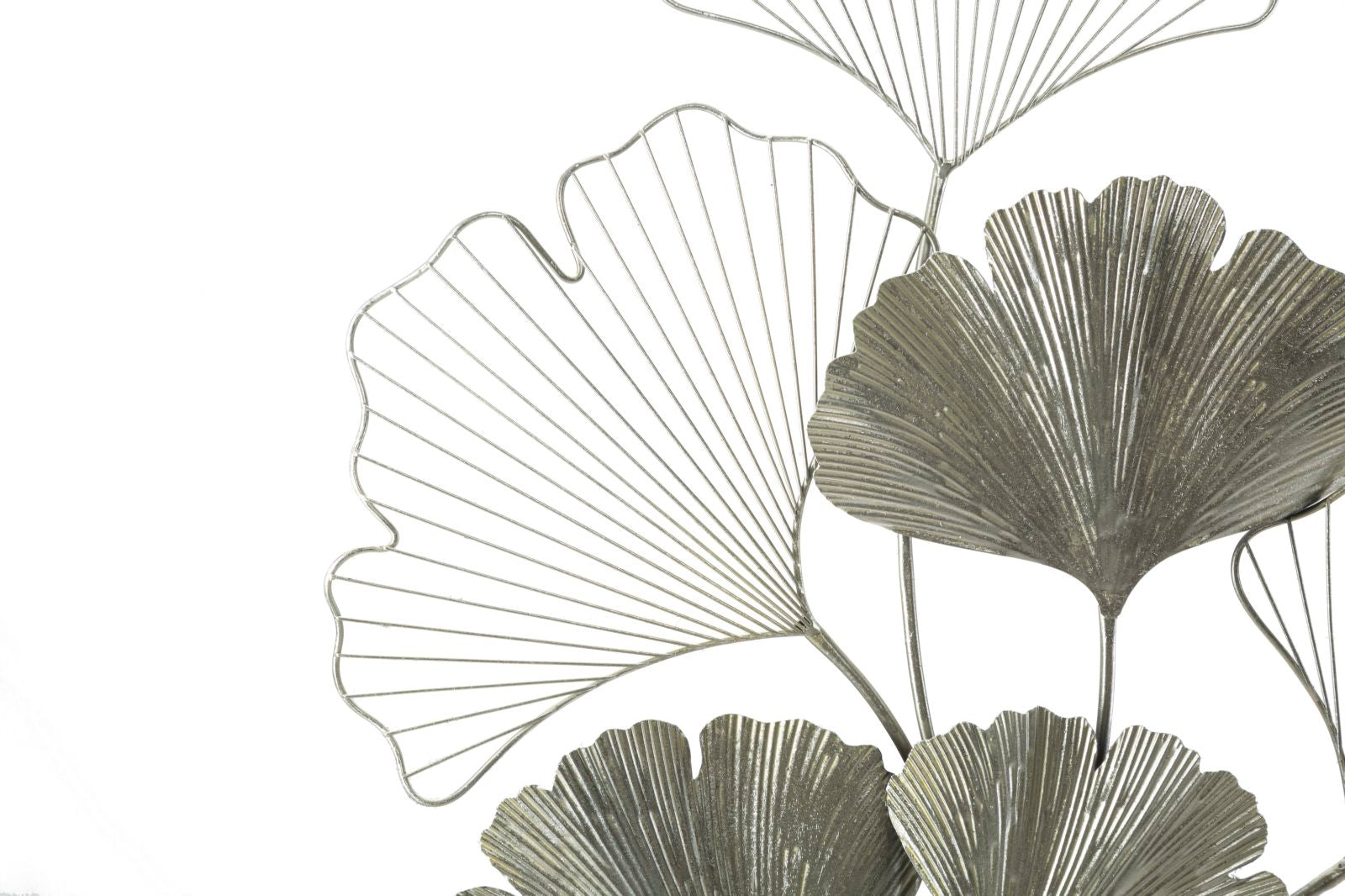 Ginkgo Silver Metall Wandobjekt Modern Glam 86 cm Wanddeko