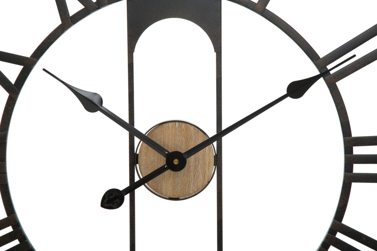 Ravenna Große Wanduhr Industrial Holzoptik Schwarz 70 cm