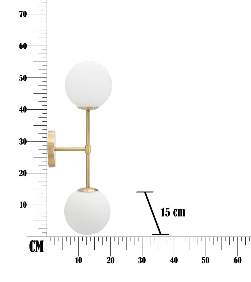 Glamy Wandlampe 2-flammig 55 cm – Elegante Wandleuchte in Gold mit Glaskugeln