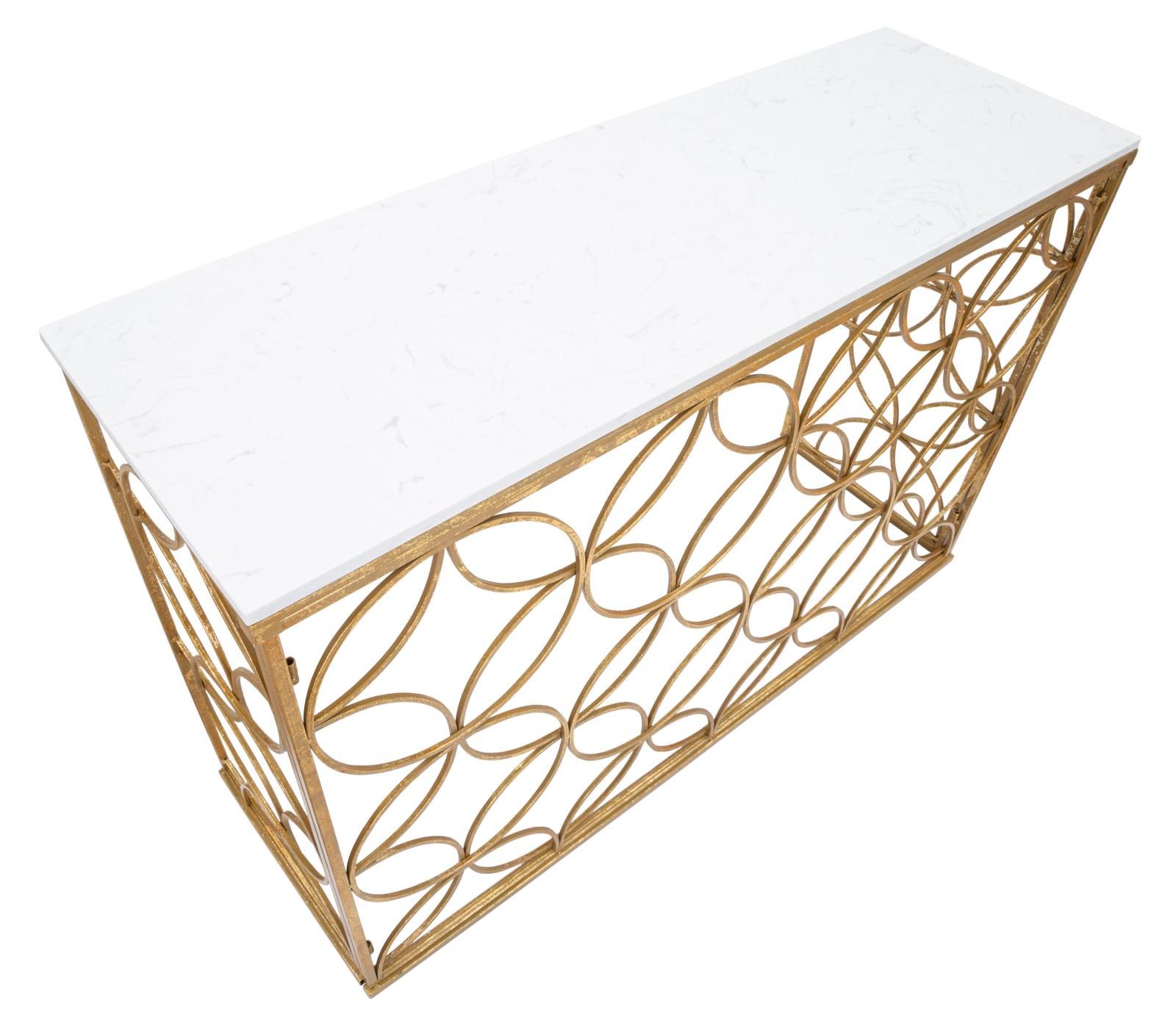Konsole  Circulo Gold Marmortisch mit Metallgestell