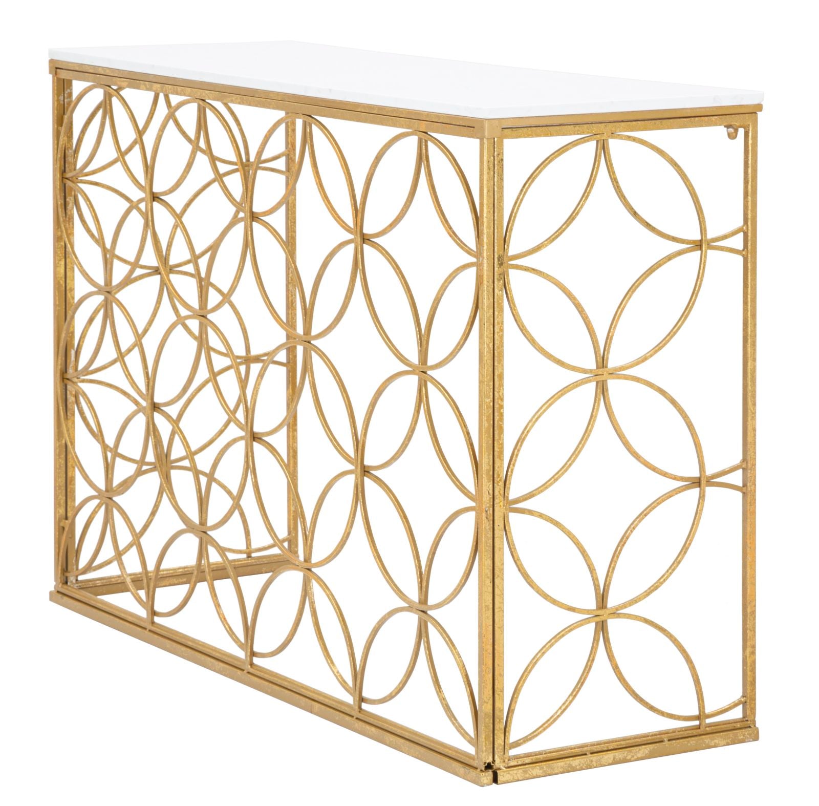Konsole  Circulo Gold Marmortisch mit Metallgestell