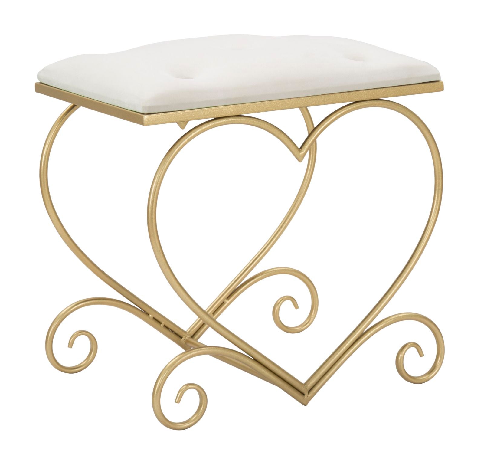 Sitzhocker Heart Glam Gold Creme Samt Optik