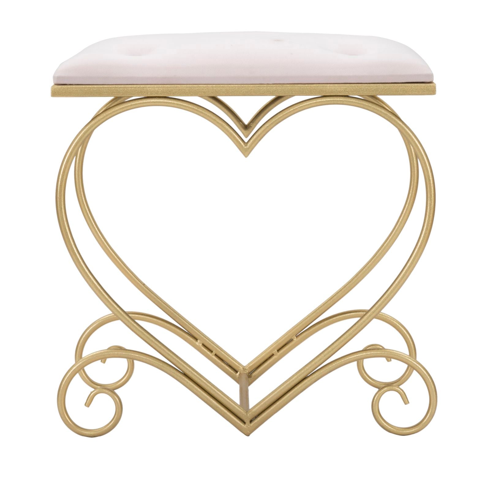 Sitzhocker Heart Glam Gold Rosa Samt Optik