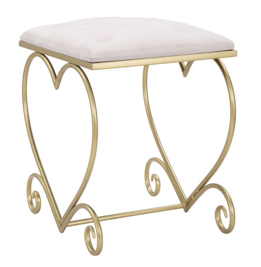 Sitzhocker Heart Glam Gold Rosa Samt Optik