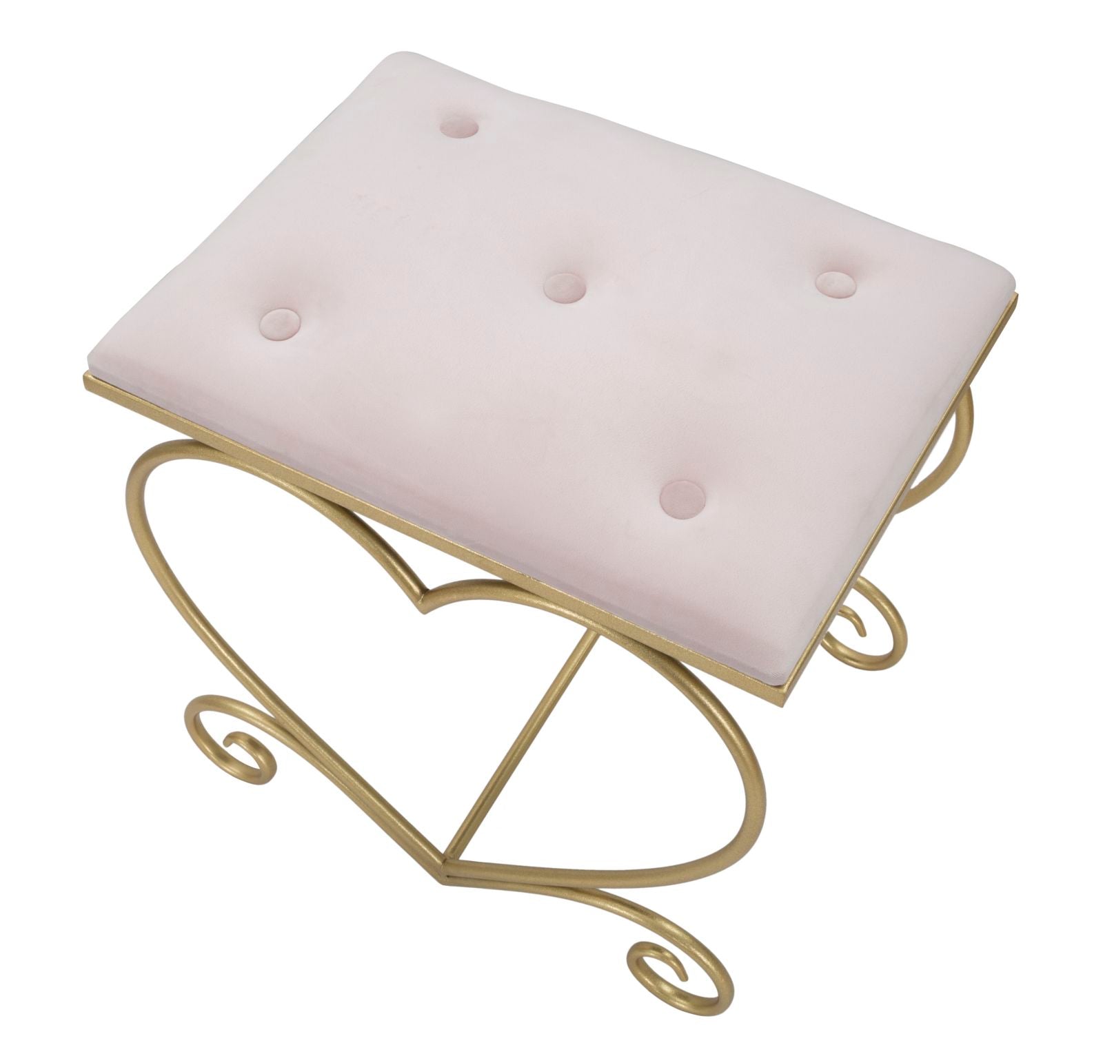 Sitzhocker Heart Glam Gold Rosa Samt Optik
