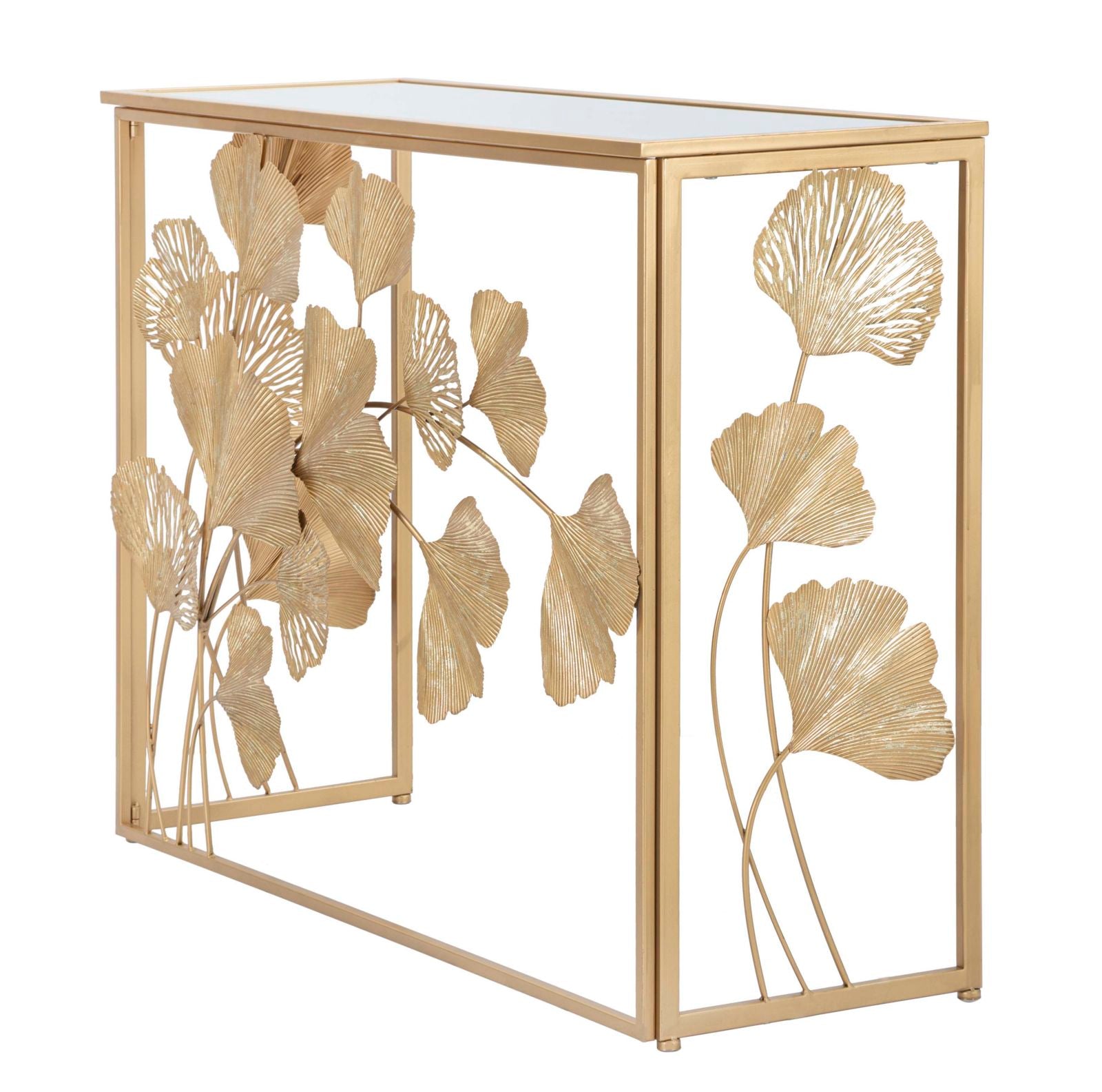 Konsole Aurelia Ginkgo Blattdesign Gold Metall Elegant