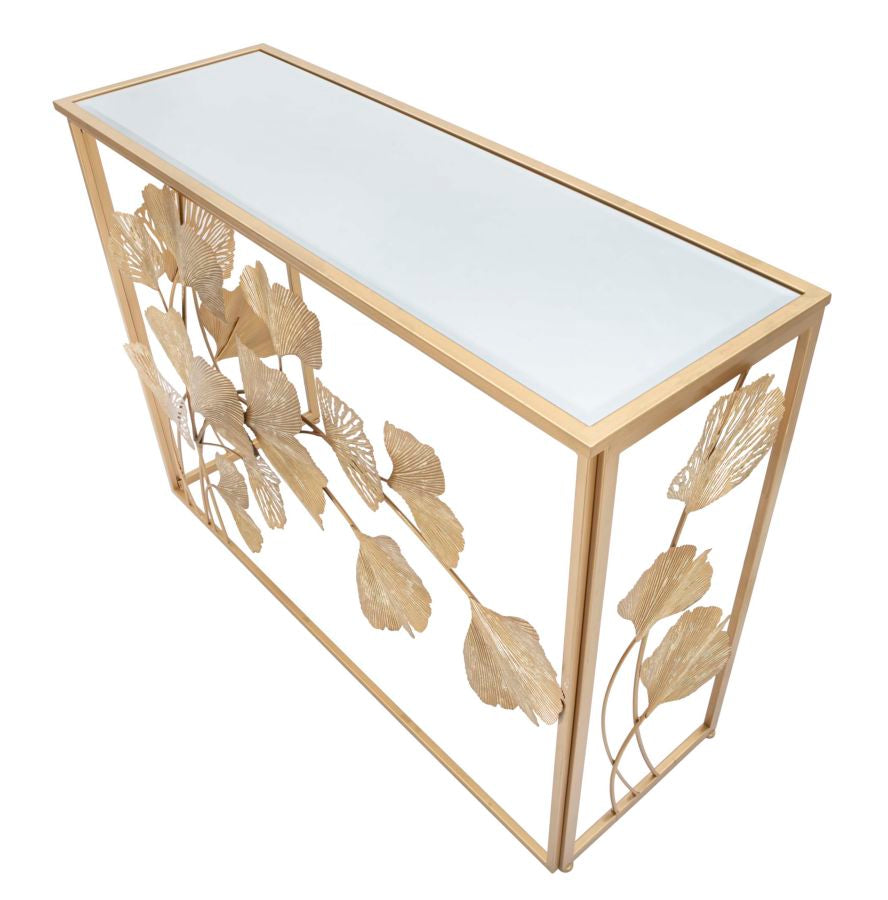Konsole Aurelia Ginkgo Blattdesign Gold Metall Elegant