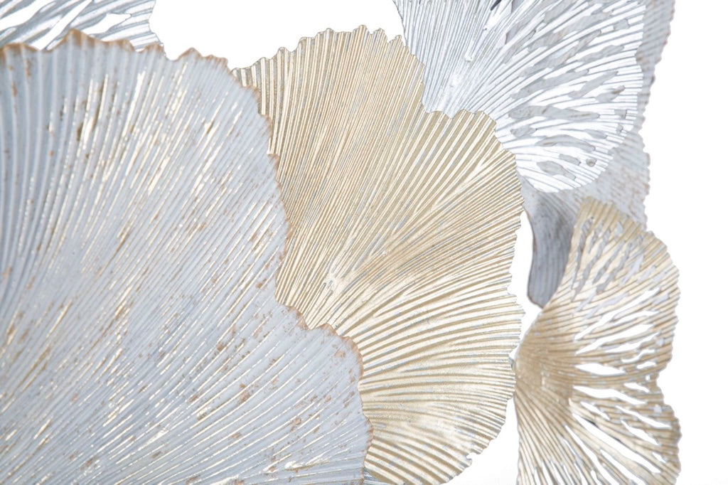 Wanddekoration Elva mit Ginkgo Blättern in Silber und Gold 113cm