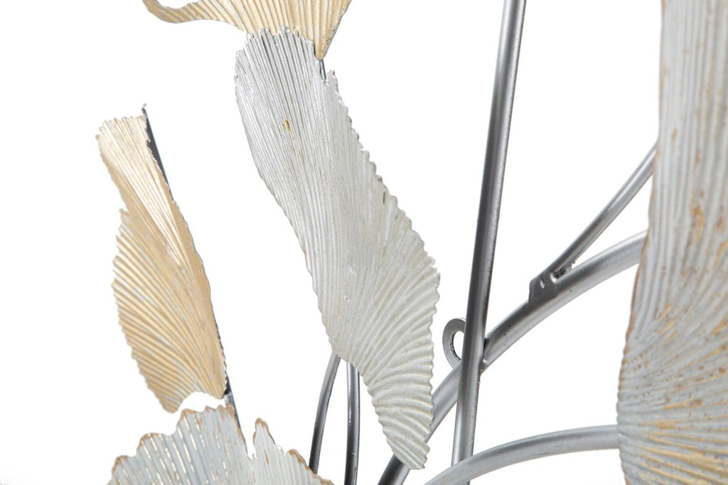 Wanddekoration Elva mit Ginkgo Blättern in Silber und Gold 113cm