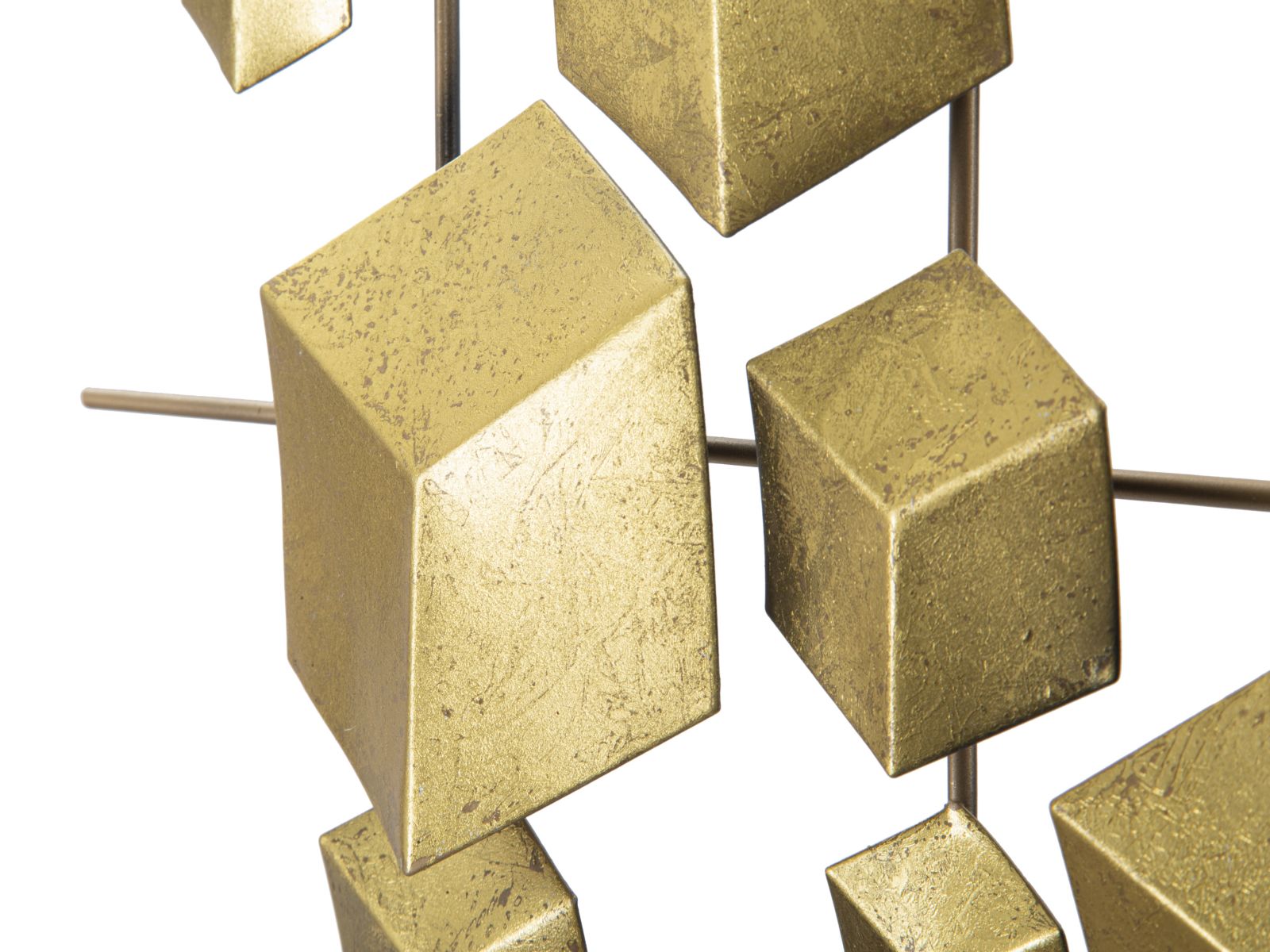 Golden Cube Metall Wandobjekt Abstrakt Modern Glam 90 cm