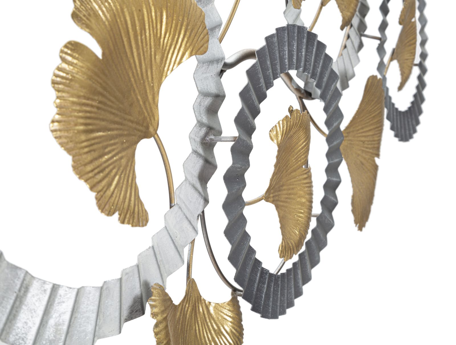 Wanddeko Ginkgo Linea Metall Gold Silber mit Kreisdesign 127,5 cm