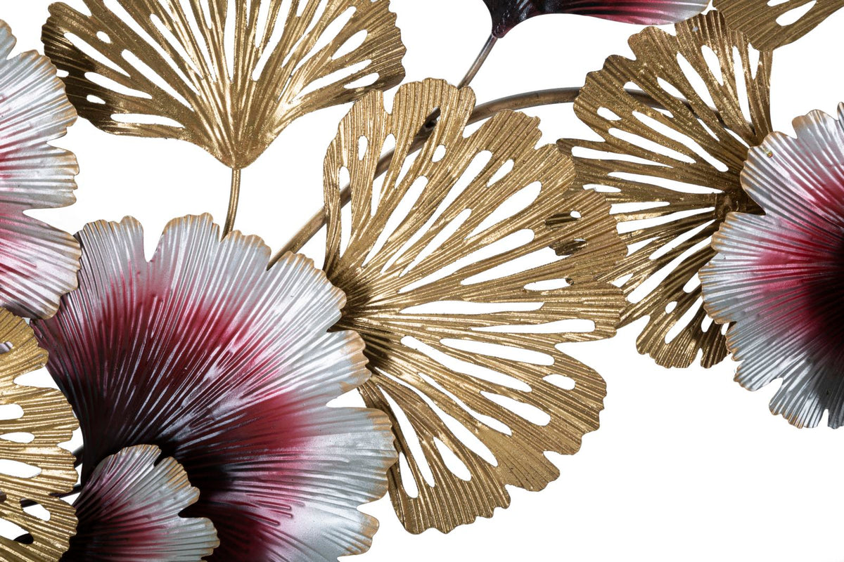 Wanddekoration Blumenpracht Gold Weiß Rot 130 cm