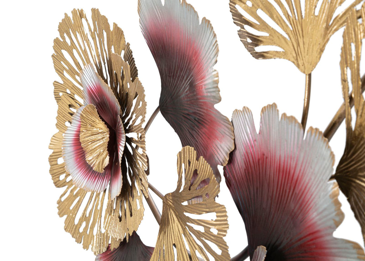 Wanddekoration Blumenpracht Gold Weiß Rot 130 cm