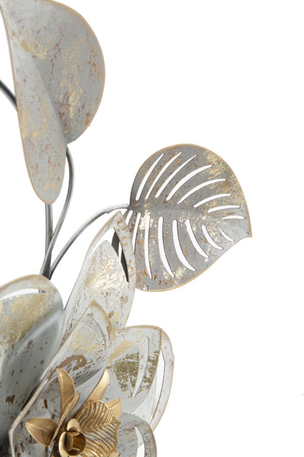 Metall Wanddekoration Artic Blumen creme gold 67,5 cm