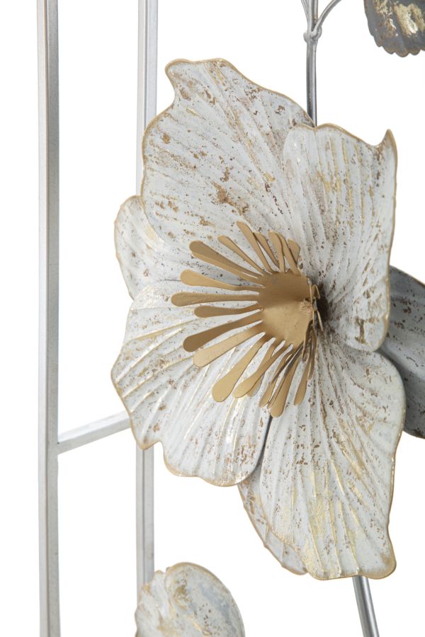 Wanddekoration Flix Blumenmotiv Weiß Gold 90,5 cm