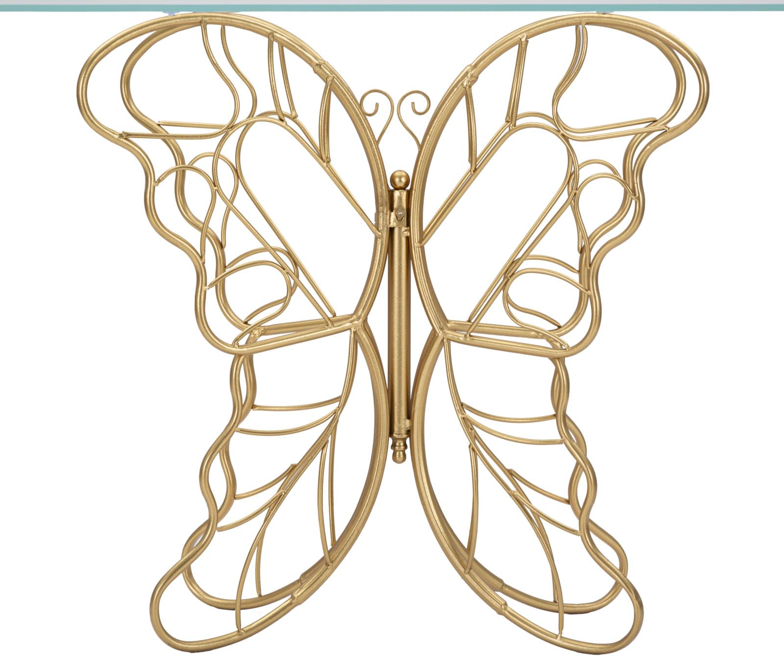 Konsole Butterfly Gold Metalltisch mit Glasplatte