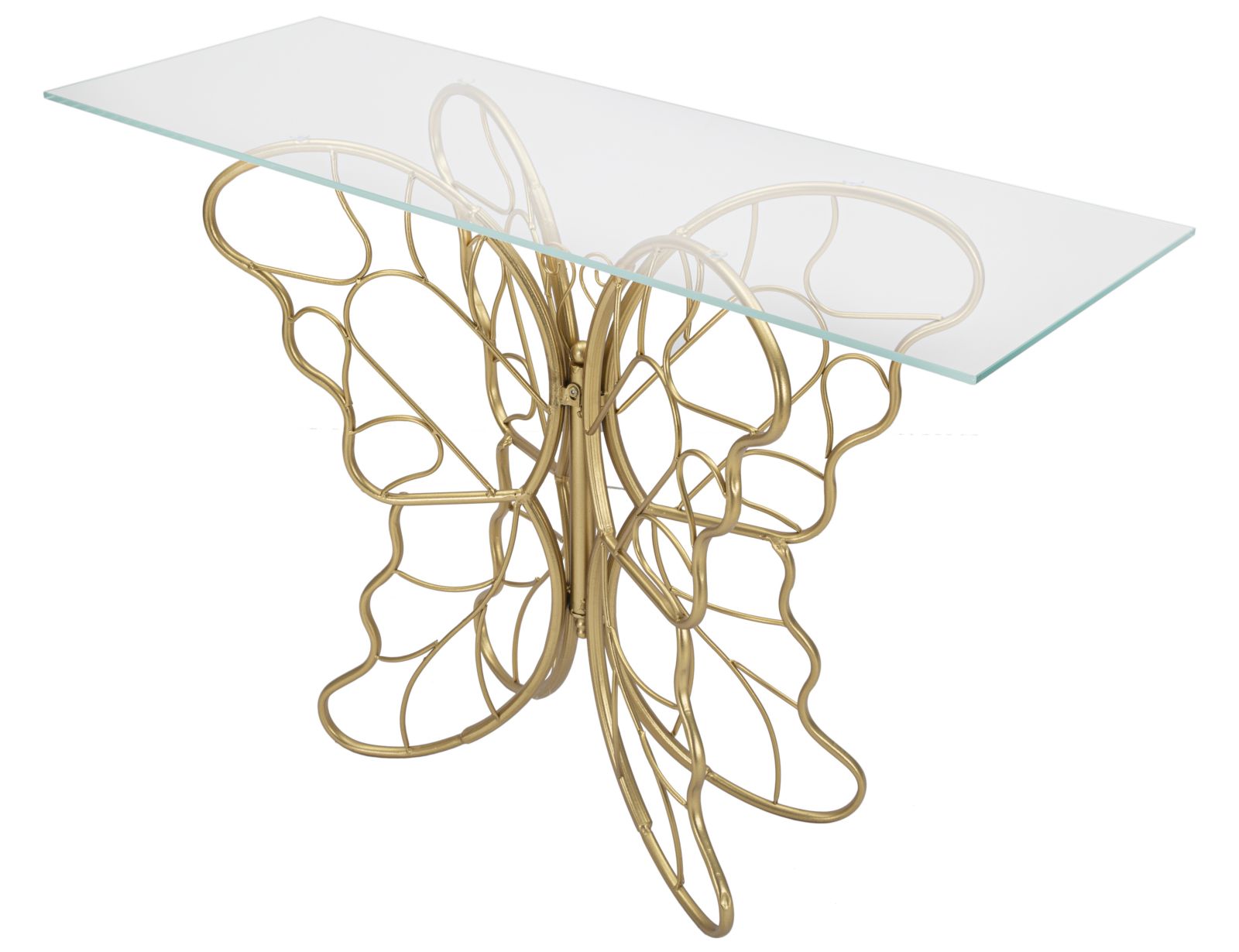 Konsole Butterfly Gold Metalltisch mit Glasplatte