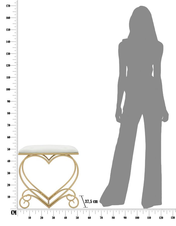 Sitzhocker Heart Glam Gold Creme Samt Optik
