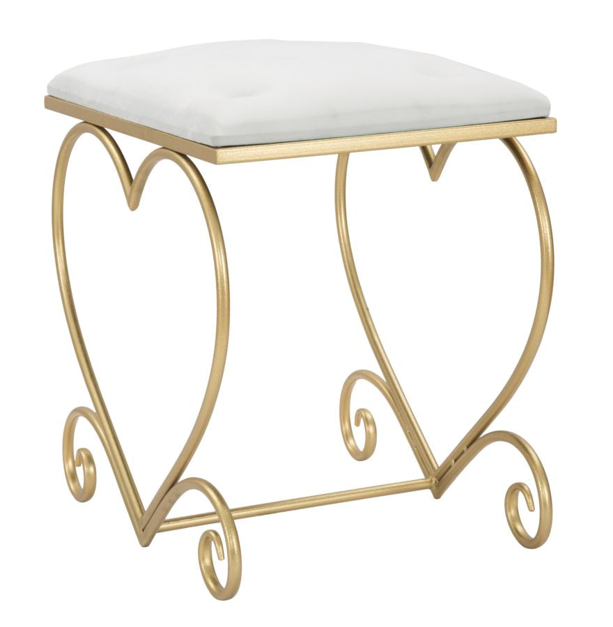 Sitzhocker Heart Glam Gold Creme Samt Optik