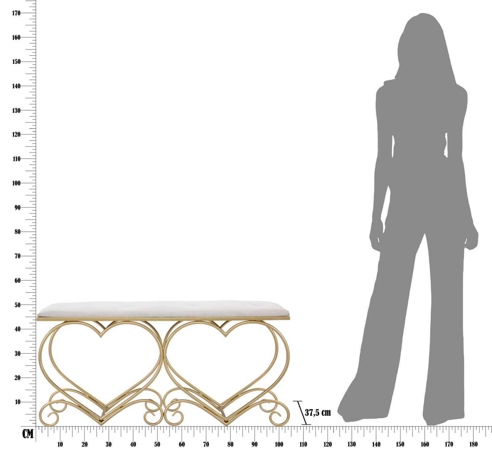 Sitzbank Heart Glam Gold Creme Polsterbank Elegant