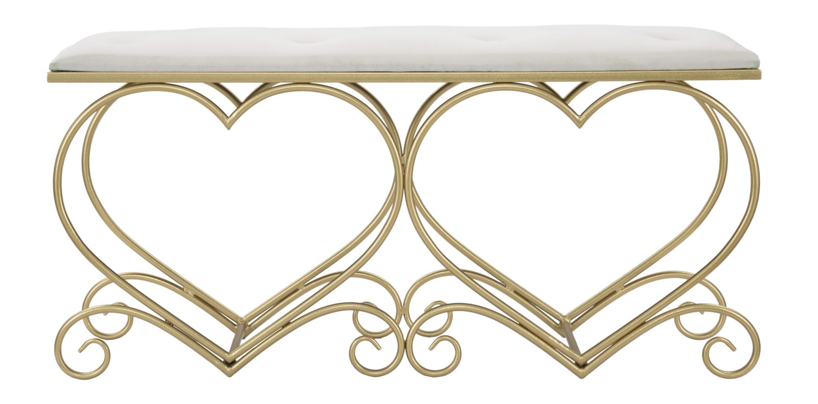 Sitzbank Heart Glam Gold Creme Polsterbank Elegant