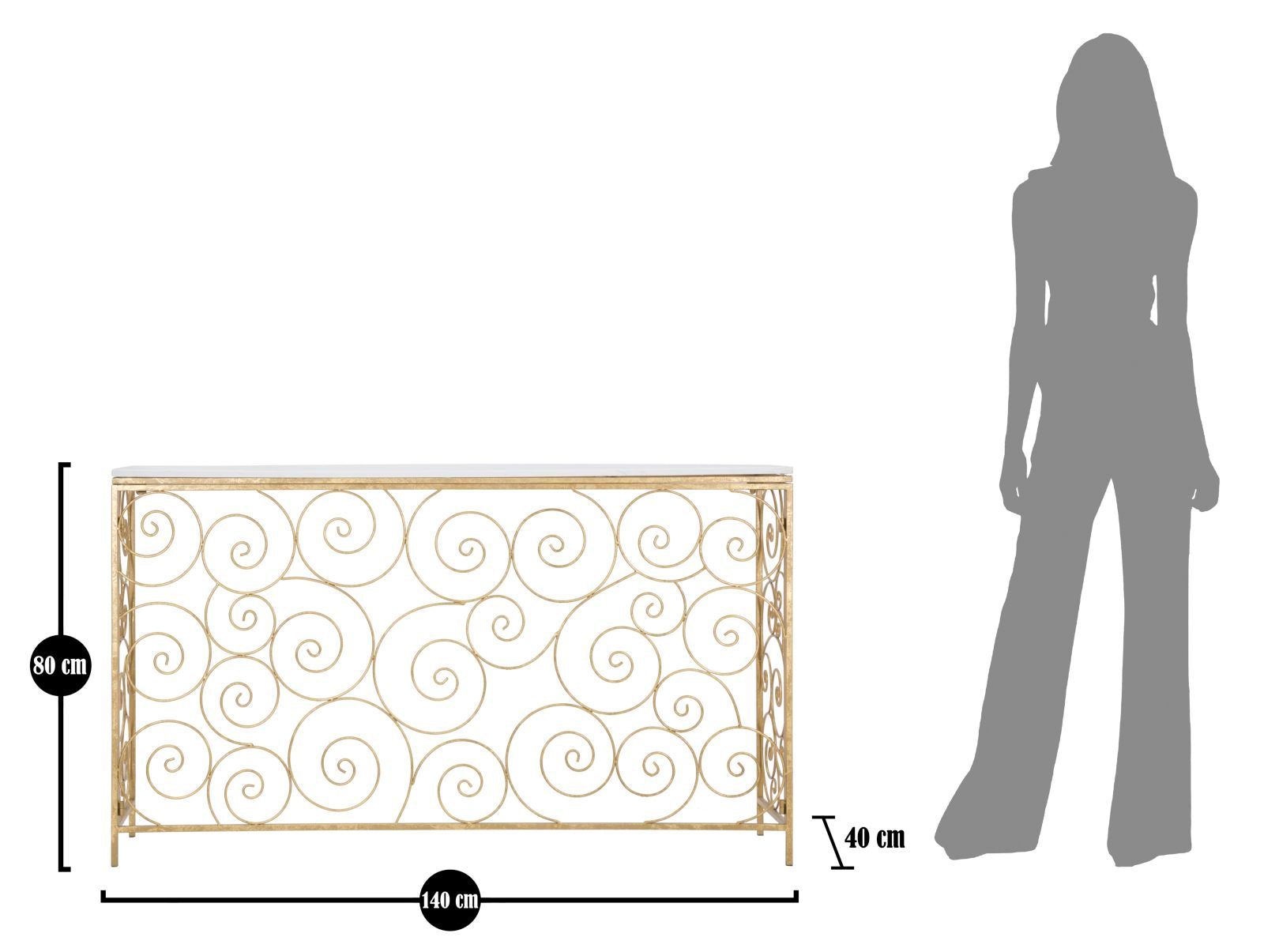 Konsole Spirano Gold Spiraldesign Metall Marmor Elegant