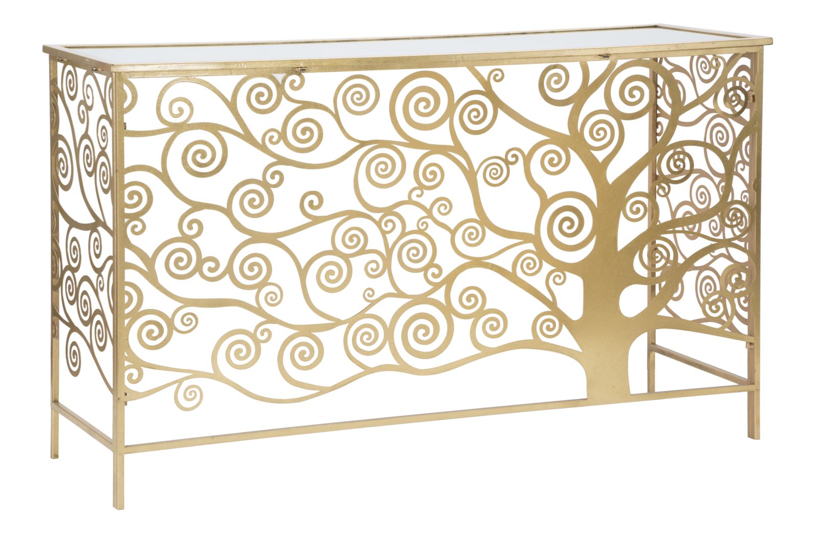 Konsole Vitanova Lebensbaum Design Gold Metall Glas