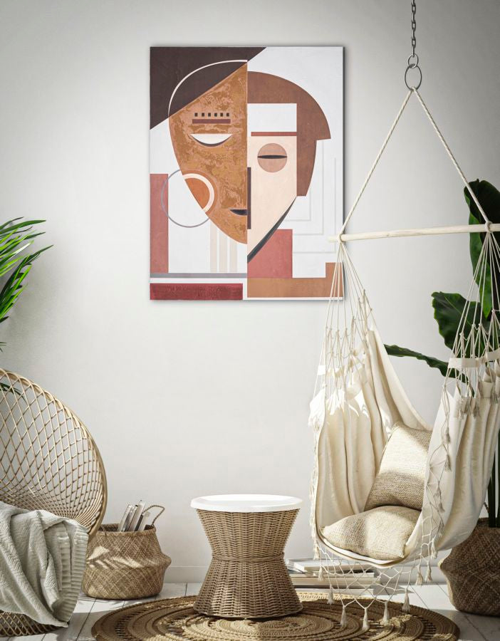 Ethno Wandbild Ethnic Face 60x80cm – Leinwand Kunst im Boho Stil