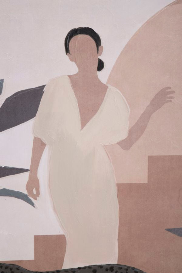 Wandbild Lady C mit Panther 80x100cm – Boho Leinwandkunst in Naturtönen