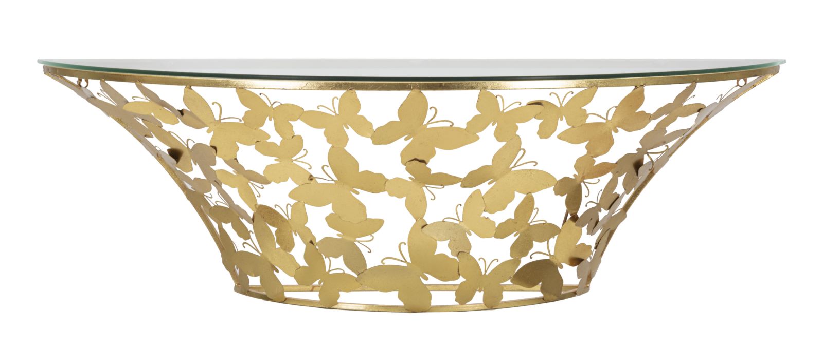 Wandkonsole Butterfly Gold Metall mit Glasplatte