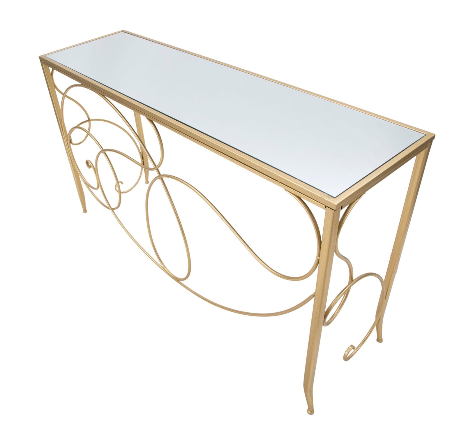 Konsole Ornella Gold Metalltisch mit Glasplatte