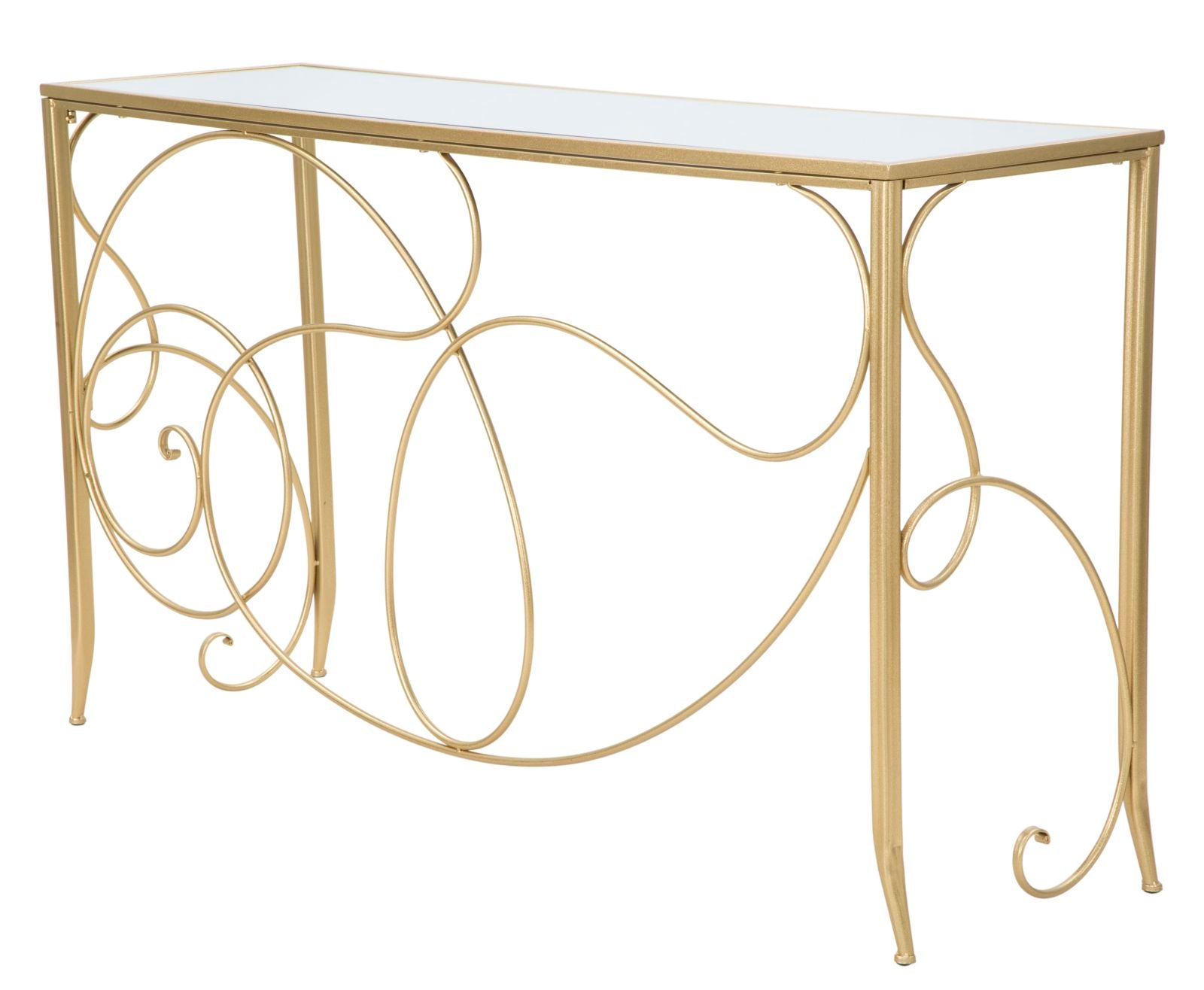 Konsole Ornella Gold Metalltisch mit Glasplatte