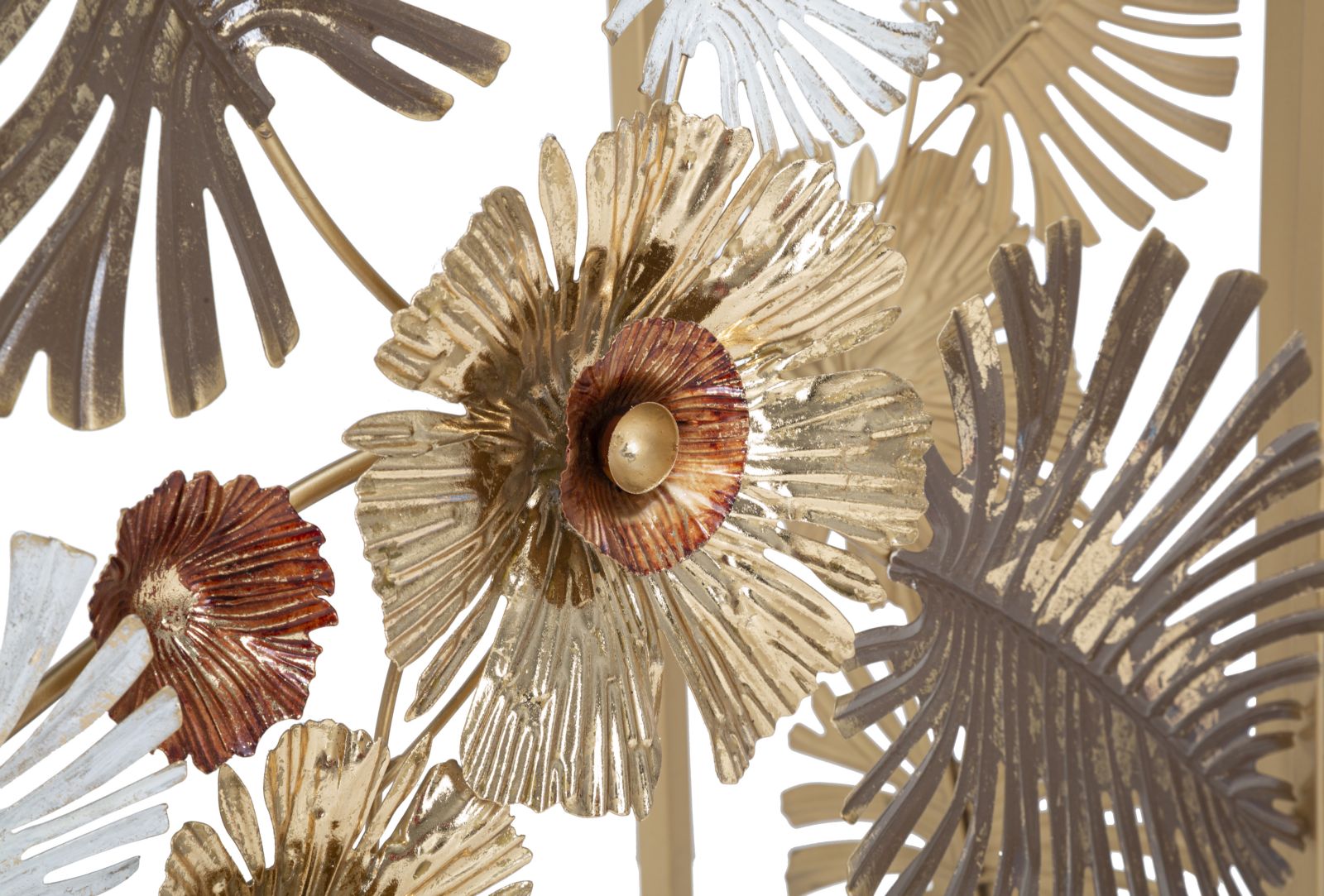 Konsole Floral Blattdesign Glasplatte Glam Floris Metall