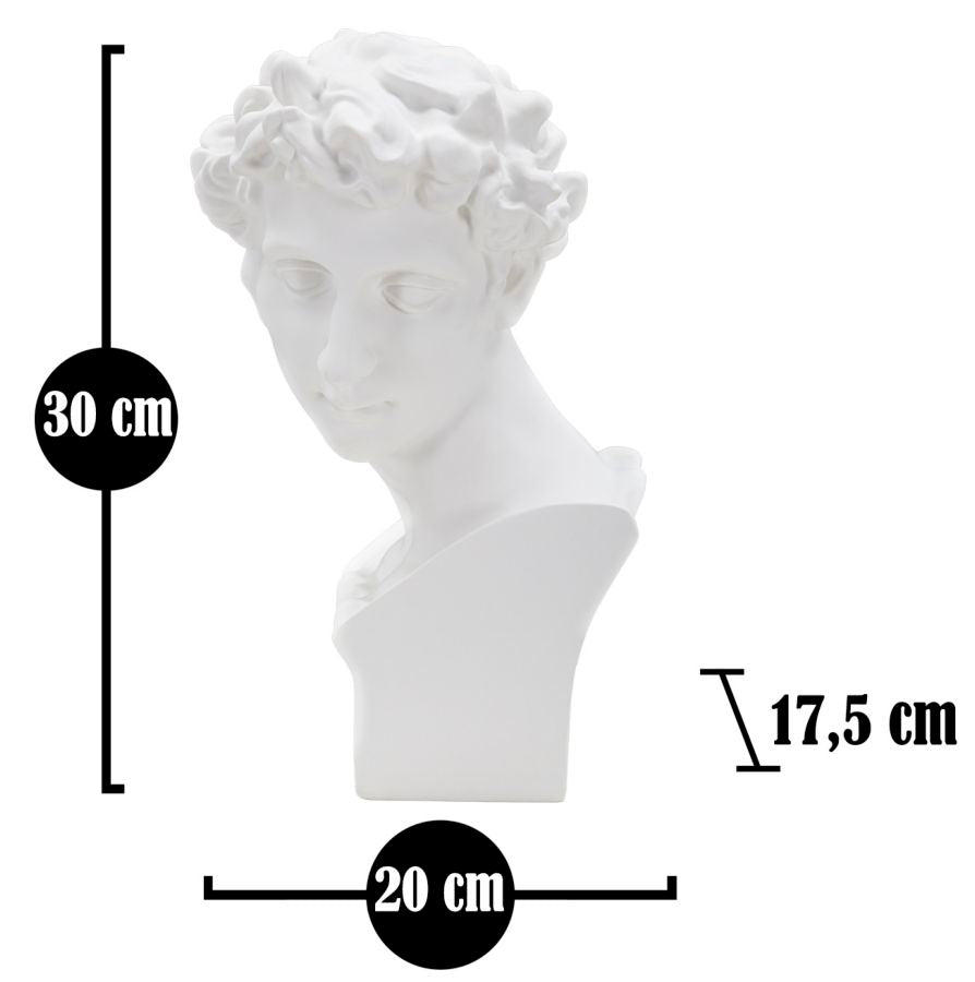 Büste Junger Römer Weiß Skulptur 30cm Resin Klassische Deko