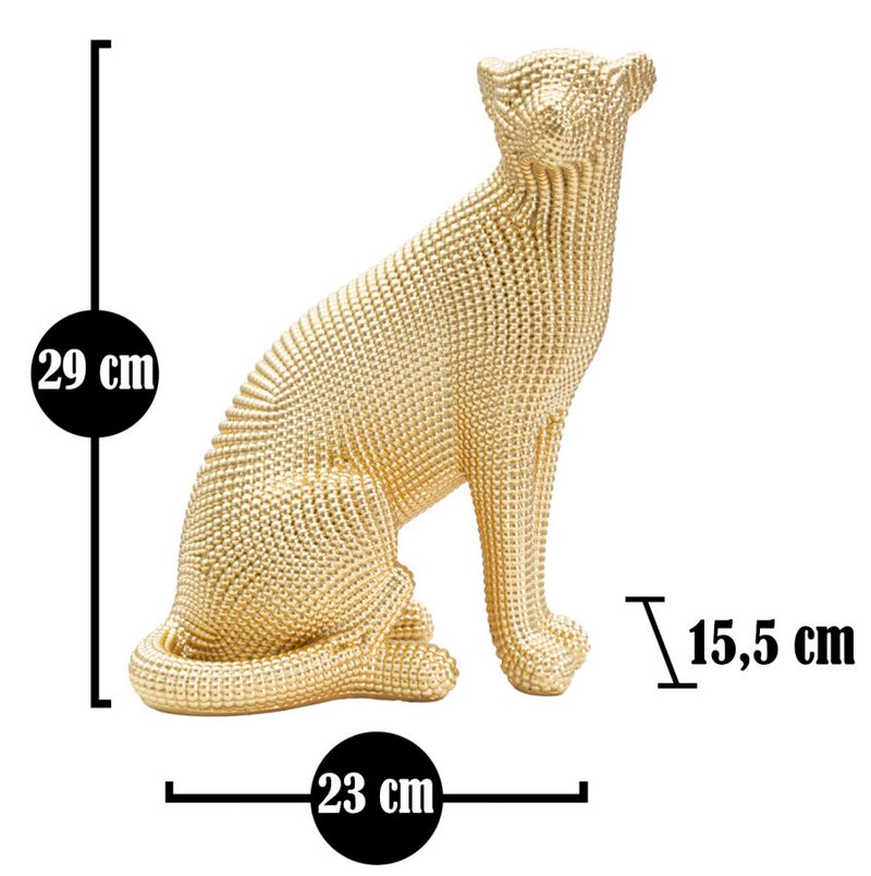 Dekofigur Majestic Leopard Gold 23x29 cm Luxuriöse Skulptur aus Resin