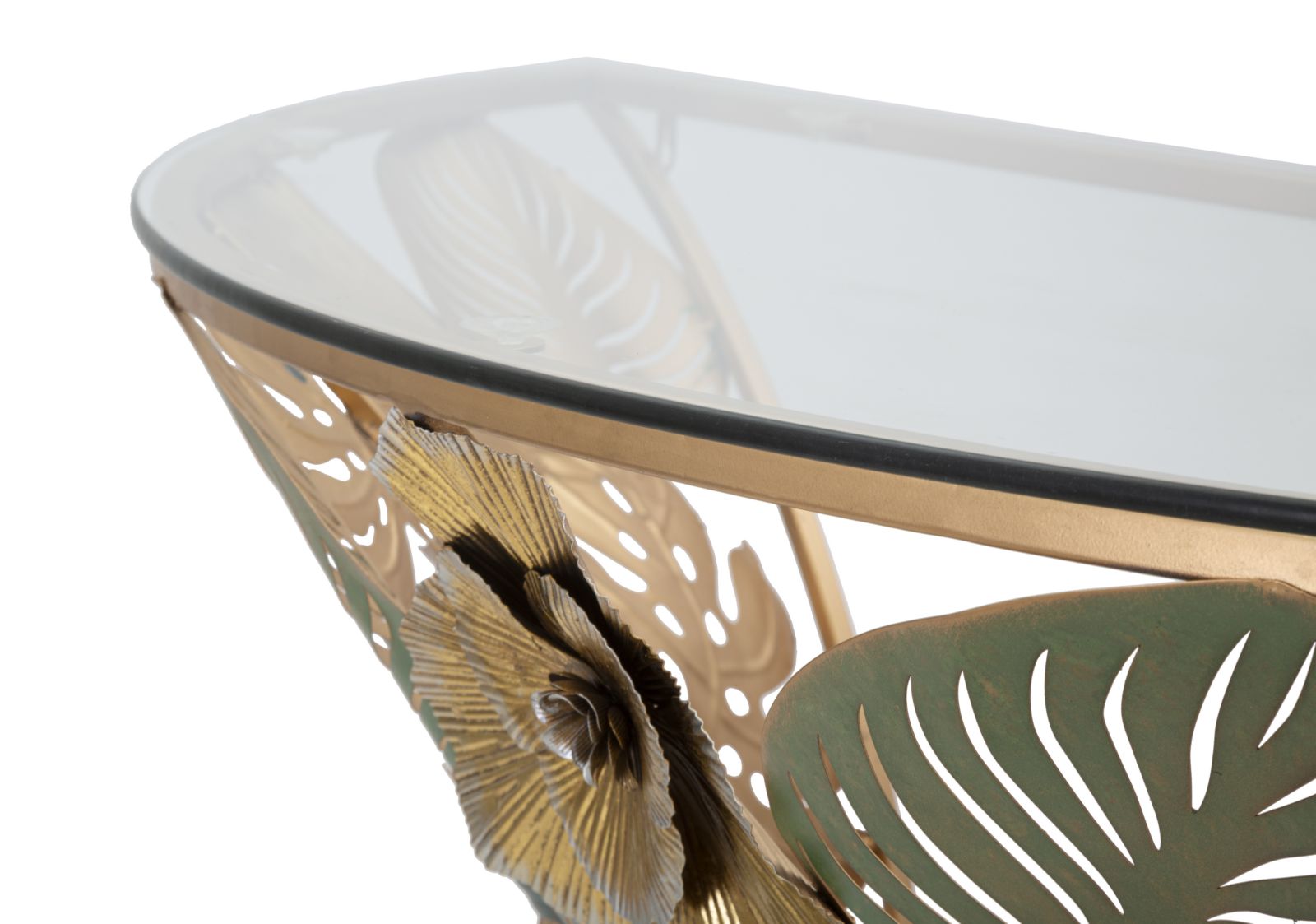 Wandkonsole Jungle Bloom Metall mit Glasplatte