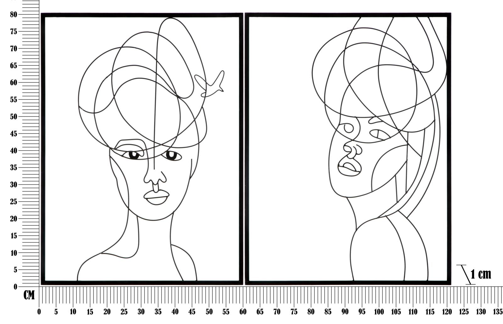 Wall decoration Woman Simply Modern Art Metal set of 2 60x80cm
